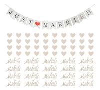 EPCDBBRT 60 Pieces Of Wedding Wooden Decorations And 1 Piece Of Proposal Flag, Wedding Table Decoration, Wedding Party Supplies, Party Scene Decoration, Wooden Party Decoration