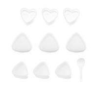 EPCDBBRT 9pc Rice Ball Molds, 1pc Rice Spoon, Heart & Triangle Shapes, White Transparent Plastic, Food Preparation Molds