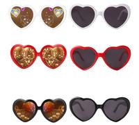 EPCDBBRT Heart Shaped Sunglasses, 6 Pieces, Retro Style, Black, Heart Special Effect, Party Glasses
