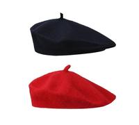 EPCDBBRT Women's 2 Pack French Retro Berets, Black & Red, Medium Size, Adjustable, Lightweight, Wrinkle Free, Suitable for Daily Wear & Dance Parties