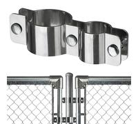 EPCEE 2-3/8" x 1-5/8" Chain Link Fence Panel Clamps, 304 Stainless Steel Saddle Clamp for Fence Post Connection, Heavy-Duty Kennel Clamp for Outdoor Fencing, Dog Kennels, 4pcs