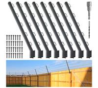 Epcee 31" Fence Post Extender, Bevel Angle 25° Fence Barbed Wire Extend Arm, for Outdoor Fences to Increase Height, Protect Privacy and Pets Jumping Off (Wooden Wall-8 Pack)
