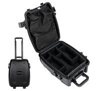 EPDEDICATED Rolling Camera Equipment Hard Case with Custom Foam, Waterproof and Shockproof for Drone, Telescopic Handle, Airplane Approved, 14.2"x8.3"x19.7" Black
