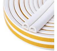 EPDM Foam Weather Stripping Tape 10m - D Type 9mm(W) x 6mm(H) Self-Adhesive Draught Excluder for Doors and Windows - Cold/Sound/Water/Dustproof Sealing Strip - White