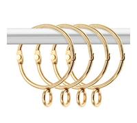 Epdpekc 20 Pcs Openable Gold Curtain Rings Open and Close Metal Rustproof Drapery Loops with Eyelet for Hook Pins (1.5 Inch)