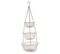 Epdpekc 3 Tier Fruit Basket, Vegetable Kitchen Storage Basket Chain Hanging Space Saving Fruits, Plants Storage Basket(Copper)