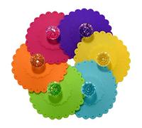 Epdpekc 6PCS New Cute Anti-Dust Silicone Glass Cup Cover Coffee Mug Suction Seal Lid Cap Food Grade Round Mug Cover