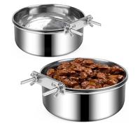 Epdpekc Dog Bowls 2 Pack, Stainless Steel Dog Food Bowl and Water Bowl, Hanging Dog Bowls for Cage Crate Kennel, Non-Spilling