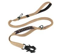 Epdpekc Dog Leash Heavy Duty,4-6FT Shock Absorbing Bungee Dog Leash+2 Padded Handle,Metal Carabiner Clip,Car Seat Belt Khaki Easy to Use