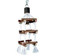 Epdpekc Parrot Hanging Wooden Chew Toys Cotton Rope Swing Ladder Toys Bird Cage Accessories Pet Supplies Chewing Doll with Bell
