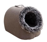 Epdpekc Pet Scratchproof Kennels House Bed Enclosed Plush Pet Kitten Nest Warm Soft Pet Cave Kennel Deep Sleep Sofa B