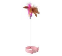 Epdpekc Pink Interactive Cat-Toys Funny Teaser Stick with Bell Pets Collar Playing Teaser Wand Training Toys for Cats