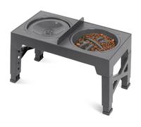 Epdpekc Raised Dog Bowl with Slow Feeder Dog Bowl, and No Spill Dog Water Bowl, Elevated Dog Bowls Adjusts to 5 Heights for Dog