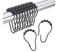 Epdpekc Shower Curtain Hooks Rings Metal Shower Curtain Hooks Rings for Bathroom Shower Rods Curtains Set of 12 Black