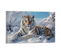 EPEDIC Cool Tiger Print Canvas Posters Modern Animal Winter Nature Snow Scene Wall Decor for Living Rooms Bedroom Wall Art Poster Artwork 12" Wx18 L(30x45cm)