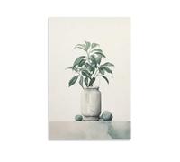 EPEDIC Green Plant Canvas Wall Art Prints White Vase Modern Leaf Branch Painting Art Poster Framed Artwork for Home Bedroom Living Room Office Wall Decor