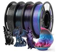 Epelay 3D Printer Filament, Galaxy Glitter PLA Filament, 1.75mm±0.02mm, Chameleon Color Changing with Light, 4 x 250g Spools for FDM Printers (Burnt Titanium, Nebula Purple, Glitter Galaxy Rainbow