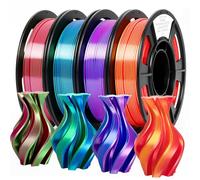 Epelay 3D Printer Filament, Two-Tone Silk PLA Filament 1.75mm±0.02mm, Color Changing Bundles, 4 x 250g Spools for FDM Printers (Dark Blue and Purple, Green and Rose Red, Dark Blue and Green, Red