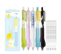 EpenGo Smooth Writing Pens - Fine Point 0.5mm Black Ink Gel Pen, Retractable Click Design with Soft Grip Cushion, 5 Pcs for Office & School Supplies (5 - Pack + 6 Refills)