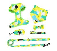 EPETKO Dog Leash and Harness Set of 6, Soft Lightweight Mesh Step-in Puppy Harness, Adjustable Cute Floral Pattern Puppy Harness for Small Medium Dogs