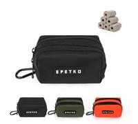 EPETKO Small Dog Treat Bags, Dog Treat Pouch with Double-Zip Pocket and Four-Button Closure, Waterproof Durable Treats Pouch with 1 Roll of Dog Waste Bags（Black）