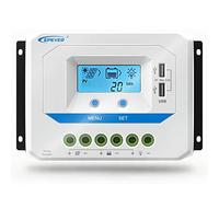 EPEVER® 60A Solar Charge Controller 12V/24V Solar Panel Battery Charge Regulator with LCD Display and Double USB Ports - VS6024AU