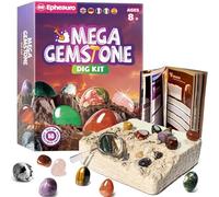 Epheauro Mega Gemstone Excavation Set for Kids - 18 Genuine Gemstones with Learning Guide