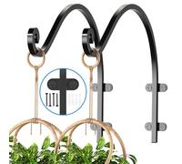 EPHECH 2Pack Heavy Duty Hanging Plant Hanger Hook for Outdoor and Indoor, 16Inch Wall Hanging Basket Bracket, Black Metal Outdoor Hanging Bracket for Hanging Flower Pot Bird Feeder Lanterns