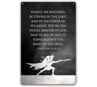 Ephesians 6:10-11 Metal Poster Bible Scripture Wall Decor Inspirational Quotes Wall Art Painting Prints Wall Decor For Bedroom Decorations Artwork For Bathroom Metal Tin Sign 12x16 Inch