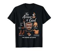 Ephesians 6 Armor of God Scripture Battle Faith Art Value Graphic T-Shirt, Men, Black, XL