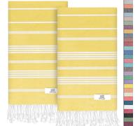 EPHESUS TOWELS Turkish Hand Towels - Set of 2 | 18" x 30" Decorative Boho Guest Bath Towel for Bathroom, Kitchen, Face, Hair, Tea, Dishcloth (Sultan, Yellow)