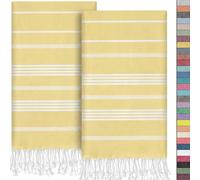 EPHESUS TOWELS Turkish Hand Towels - Set of 2 | 18" x 30" Decorative Boho Guest Bath Towel for Bathroom, Kitchen, Face, Hair, Tea, Dishcloth (Sultan, Yellow)