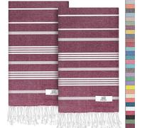 EPHESUS TOWELS Turkish Hand Towels - Set of 2 | 18" x 30" Decorative Boho Guest Bath Towel for Bathroom, Kitchen, Face, Hair, Tea, Dishcloth (Sultan, Claret Red)