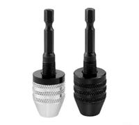EpheyFIF 2pcs Keyless Drill Chuck Conversion Tool, Keyless Chucks Conversion Adapter Drill Bit 1/4 Inch Shank Hex Chuck Drill Bit Adapter Quick Change Driver 0.3-6.5mm(White and Black)