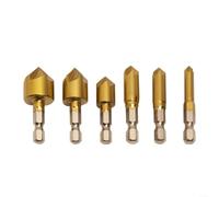 EpheyFIF 6PCS Countersink Drill Set 5 Flute 90 Degree 6-19mm HSS for Wood Metal Plastic Aluminum