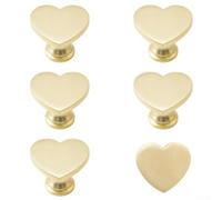 EpheyFIF 6PCS Heart Shaped Zinc Alloy Knobs, Elegant Cabinet Handles, Decorative Heart Cabinet Door Knobs Gold Metal Drawer Pulls Hardware Set for Dresser Wardrobe