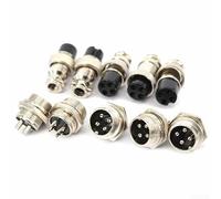 EpheyFIF Aviation Connector GX16-4 4 Pin Metal Circular Socket Set - IP68 Waterproof Panel Mount Wire Connector for Industrial CNC Machine Signal Control 15A 250V Silver 5 Pairs
