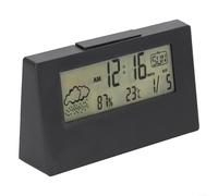 EpheyFIF Digital Thermohygrometer Alarm Clock, with Luminous Weather Display, Indoor Temperature Humidity Monitor, Snooze Night Light for Home Office School(Black Night Light)