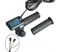 EpheyFIF E-Bike Throttle Handle Grip With LCD Display Screen For Electric Bicycle 36V 48V 60V 72V Speed Control 170cm Cable Length 6 Pins Connection Interface(C)