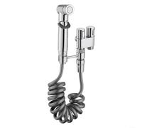 EpheyFIF Hand Held Bidet Sprayer for Toilet, Stainless Steel Spray Kit with Hook and ABS Flexible Telescopic Shower Hose for Personal Bathroom Sprayer (Silver)