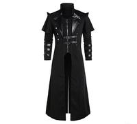 EpheyFIF Medieval Halloween Tailcoat Jacket Costumes for Men, Gothic Victorian Frock Coat Uniform, Adult Steampunk Victorian Renaissance Pirate Vampire Cosplay Costume Outfits Black 4XL