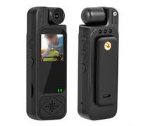 EpheyFIF Portable 1080P Action Camera with 180° Rotatable Lens Built-in Microphone Mini Wearable Body Camera for Outdoor Adventures Law Enforcement Recording Black ABS(Black)
