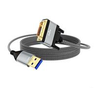 EpheyFIF Portable USB 3.0 to DVI Adapter Cable 2m for Travel | Connects laptop to monitor, projector support, 2m length, USB 3.0 speed, gray sl esign