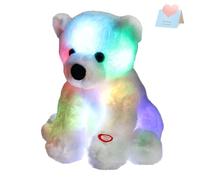 EPHIIONIY Bstaofy Glow Polar Bear LED Stuffed Animals Night Light Soft Plush Adorable Floppy Toy Gift for Kids on Christmas Birthday Festival Occasions, 9.5'', White