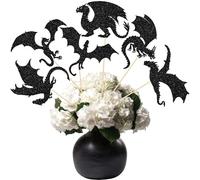 Ephlyn 12Pcs Dragon Centerpiece Sticks Dinosaur Birthday Table Flower Centerpieces Sticks Flying Dragon Floral Decorations for Baby Shower Birthday Party Supplies Black