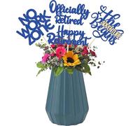 Ephlyn 16Pcs Happy Retirement Centerpiece Sticks Officially Retired Table Flower Centerpieces Sticks No Work Zone Floral Decorations for Farewell Birthday Party Centerpieces Supplies Blue