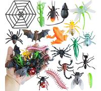 Ephlyn 17Pcs Insects Cake Topper Decorations with Frog Spider Bat Mouse Wildlife Animals Theme Cake Pick for Baby Shower Kids Birthday Spoof Party DIY Cake Decorations