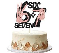 Ephlyn 1Pc 6-7 Six Seven Cake Topper Glitter Funny Six Seven Birthday Cake Topper Decorations I was 6 Now I’m 7 Cake Decor for Birthday Anniversary Party Supplies Coffee