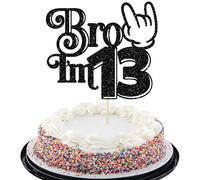 Ephlyn 1Pc Brother I'm 13 Cake Topper Glitter Star Happy 13th Birthday Cake Pick Bro I'm 13 Cake Decoration It's My 13th Birthday Decorations for Boys Cheers to 13 Years Old Party Supplies Black