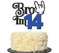 Ephlyn 1Pc Brother I'm 14 Cake Topper Glitter Star Happy 14th Birthday Cake Pick Bro I'm 14 Cake Decoration It's My 14th Birthday Decorations for Boys Cheers to 14 Years Old Party Supplies Blue